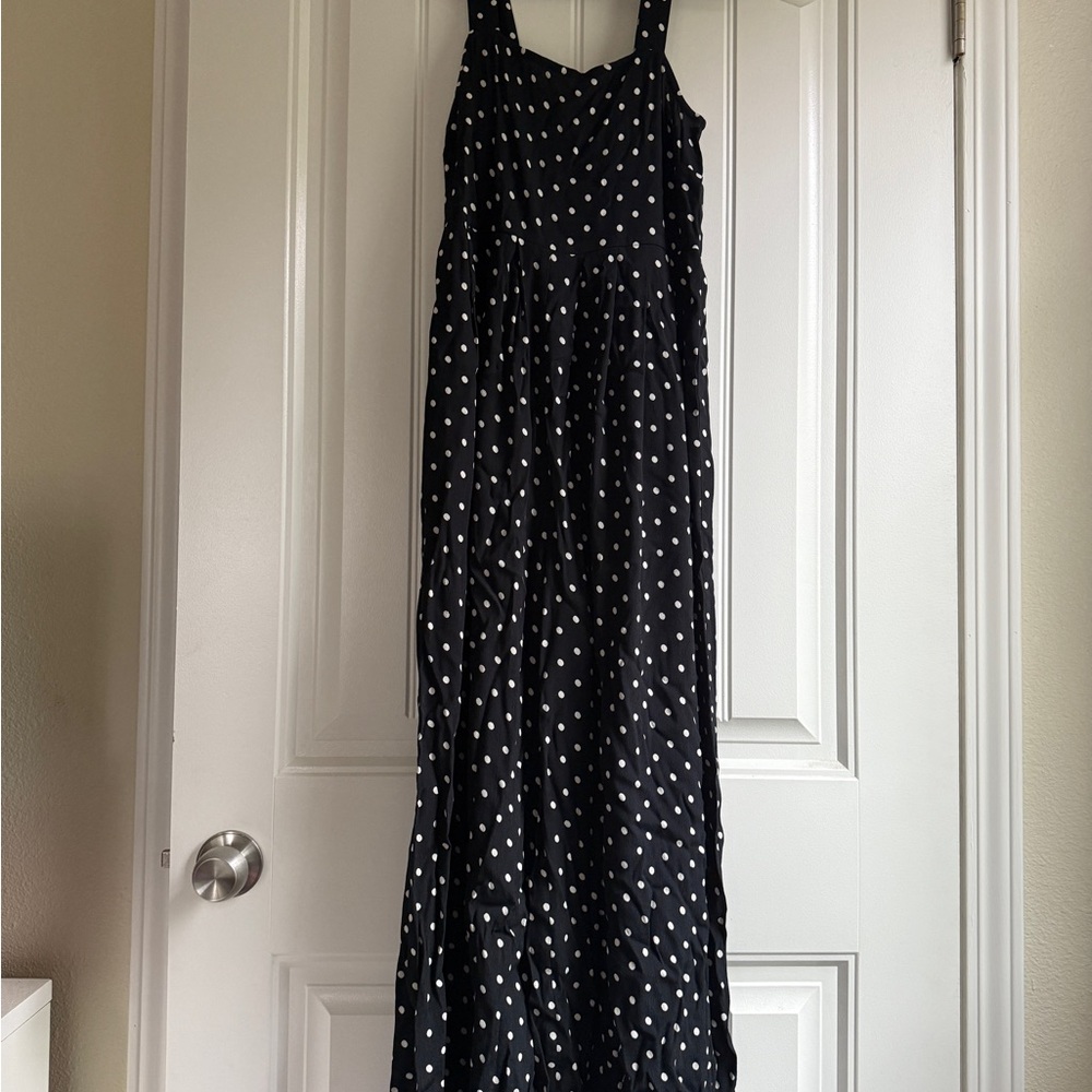 Madewell Black and White Polka Dot Wide Leg Jumpsuit - Picture 1 of 3